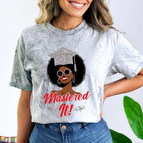 Master Degree Graduation Gifts Black Girl Comfort Color Blast T-Shirt - Best Gift Smart