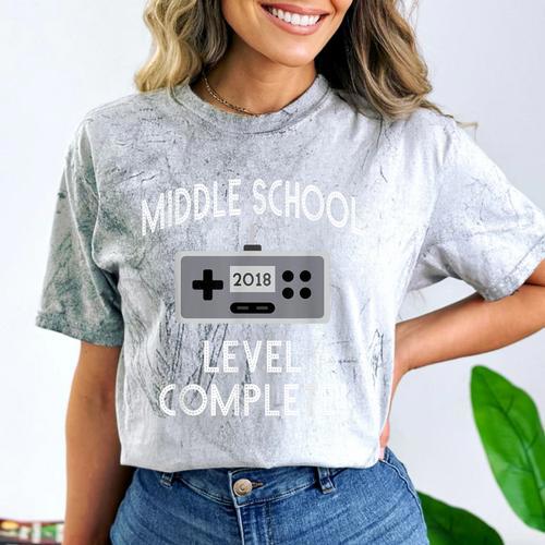Middle School Graduation Shirt Level Complete Video Gamer Comfort Color Blast T-Shirt - Best Gift Smart