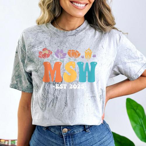 MSW Est 2025 Graduation School Social Worker Shirt Master Comfort Color Blast T-Shirt - Best Gift Smart