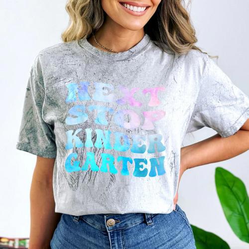 Next Stop Kindergarten Groovy Graduation Last Day Of School Comfort Color Blast T-Shirt - Best Gift Smart
