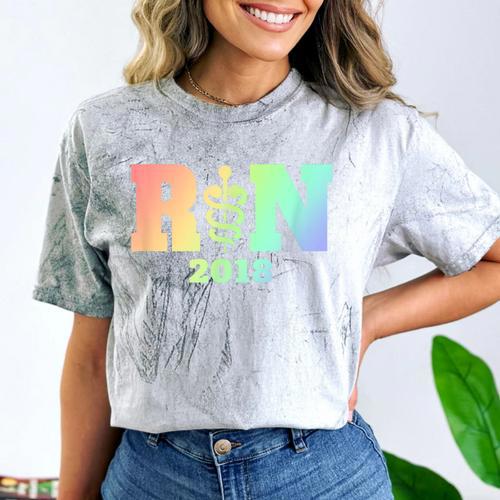 Nurse Graduation Shirt RN Est 2018 Rainbow Tshirt Comfort Color Blast T-Shirt - Best Gift Smart