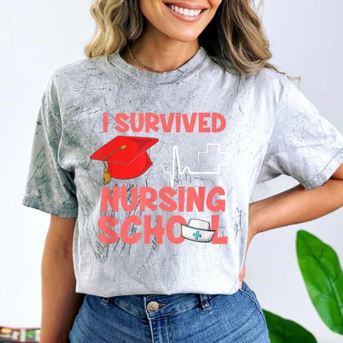 Nurse Survived Nursing School Graduation Comfort Color Blast T-Shirt - Best Gift Smart