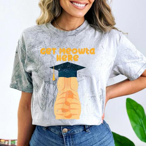 Orange Tabby Cat Graduation Distressed Shirt For Grads For Men Women Girls Kids Comfort Color Blast T-Shirt - Best Gift Smart