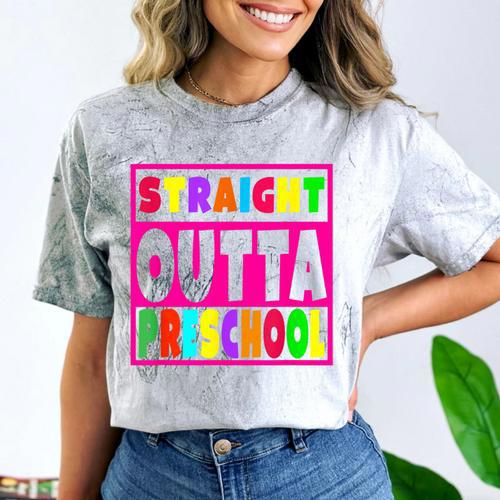 Pink STRAIGHT OUTTA Preschool PRE-K Graduation Comfort Color Blast T-Shirt - Best Gift Smart