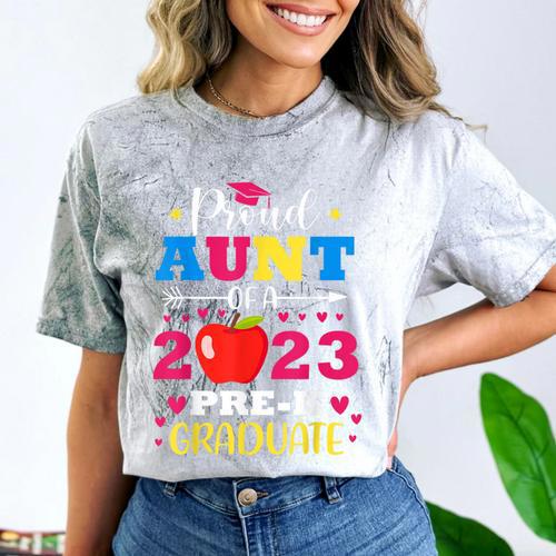 Proud Aunt Of 2023 Pre-K Graduate Senior Graduation Matching Comfort Color Blast T-Shirt - Best Gift Smart