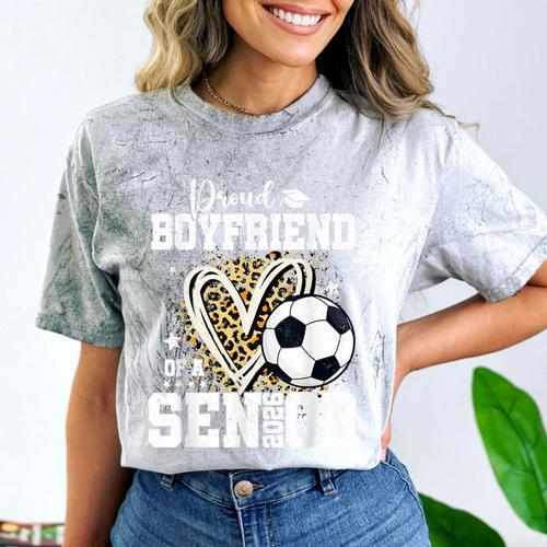 Proud Boyfriend Of A 2026 Senior Soccer Graduation Leopard Comfort Color Blast T-Shirt - Best Gift Smart