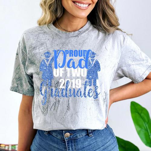 Proud Dad Of Two 2019 Graduates Twin Papa Graduation Comfort Color Blast T-Shirt - Best Gift Smart
