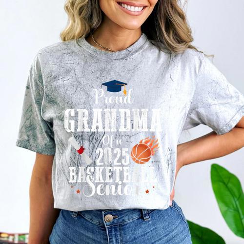 Proud Grandma Of 2025 Basketball Senior Graduation Day Comfort Color Blast T-Shirt - Best Gift Smart