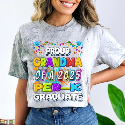 Proud GRANDMA Of a 2025 PRE-K Graduate -Graduation Comfort Color Blast T-Shirt - Best Gift Smart