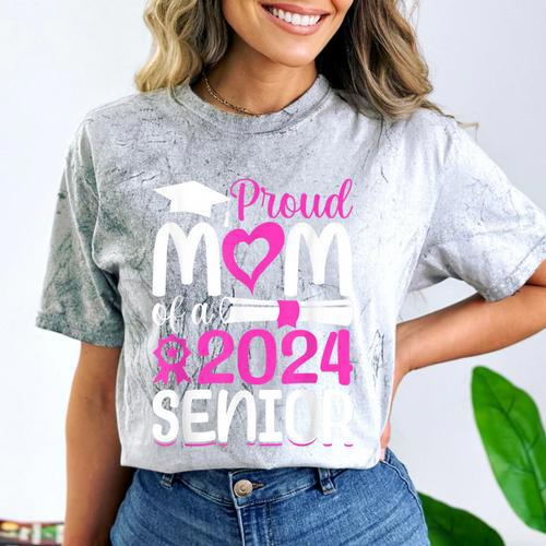 Proud Mom Of A 2024 Senior Graduation Comfort Color Blast T-Shirt - Best Gift Smart
