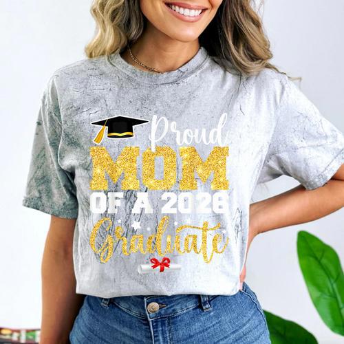 Proud Mom Of A Class Of 2026 Graduate Senior Gold Graduation Comfort Color Blast T-Shirt - Best Gift Smart