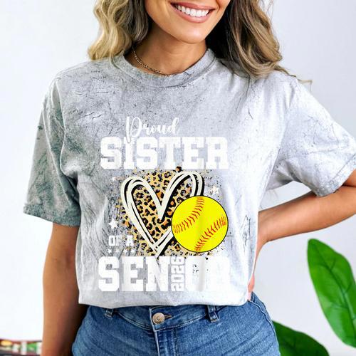 Proud Sister Of A 2026 Senior Softball Graduation Leopard Comfort Color Blast T-Shirt - Best Gift Smart