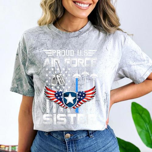 Proud US Air Force Sister Flag Air Force Graduation Sister Comfort Color Blast T-Shirt - Best Gift Smart