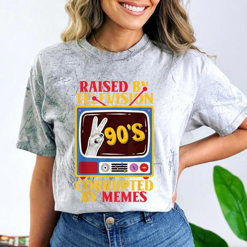 Raised By Television Corrupted By Memes Internet Nostalgia Comfort Color Blast T-Shirt - Figerry