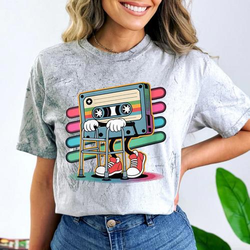Retro Old Cassette Tape Cartoon With Walker Nostalgia Comfort Color Blast T-Shirt - Figerry