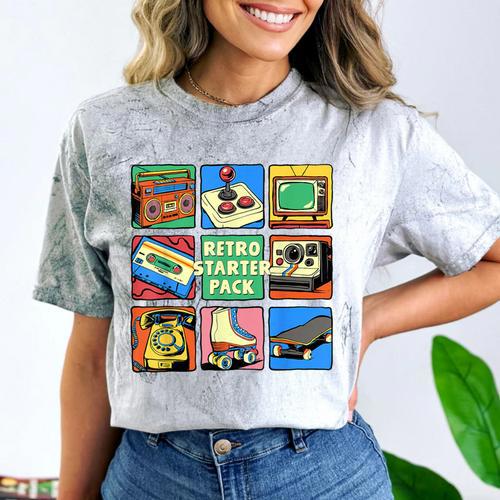 Retro Starter Pack 80s 90s Vintage Nostalgia Cassette Tape Comfort Color Blast T-Shirt - Figerry