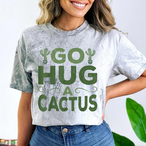 Sassy Saying Go Hug Cactus Introverts Sassy Quote No Hugs Comfort Color Blast T-Shirt - Raresse