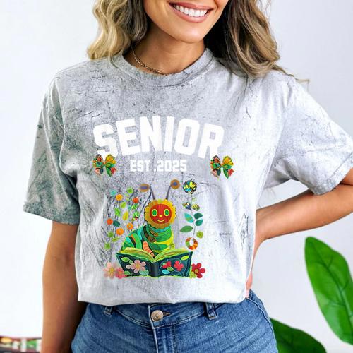 Senior 2025 Graduation Caterpillar For Kids Cute Coquette Comfort Color Blast T-Shirt - Best Gift Smart