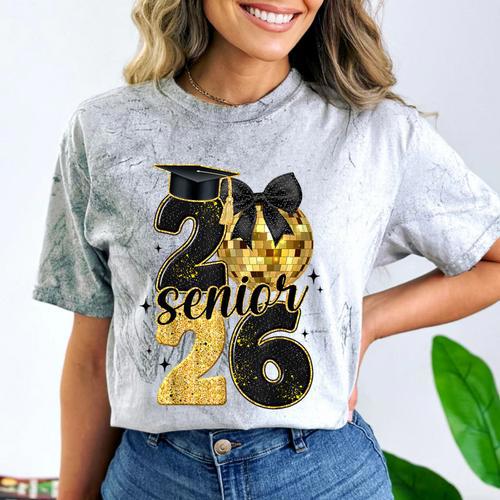 Senior Class Of 2026 Senior Girl Graduation Cap Coquette Bow Comfort Color Blast T-Shirt - Best Gift Smart