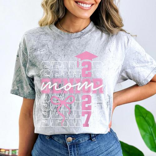 Senior Mom 2027 Class Of 2027 Coquette Bow Graduation 2027 Comfort Color Blast T-Shirt - Best Gift Smart