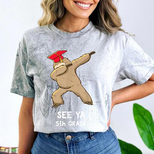 Sloth Dabbing 5th Grade Graduation Shirt Fifth Grade Grad Comfort Color Blast T-Shirt - Best Gift Smart