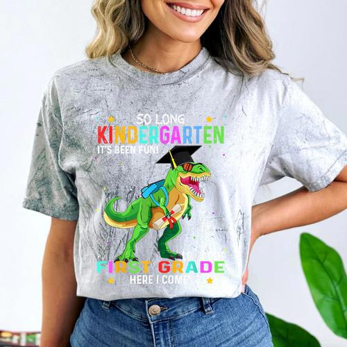 So Long Kindergarten Graduation Class 2025 Dinosaur Kids Comfort Color Blast T-Shirt - Best Gift Smart