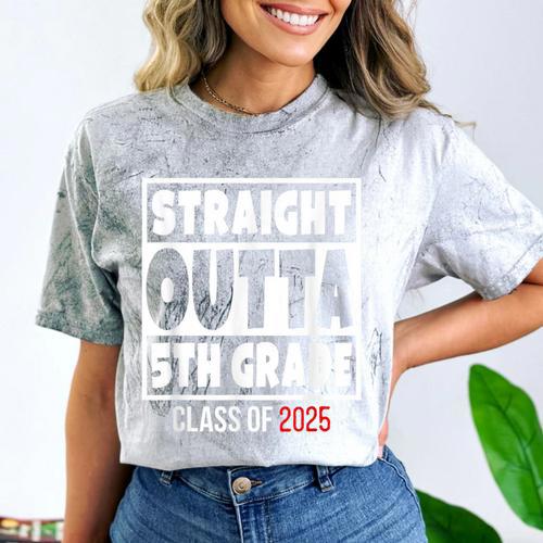 Straight Outta 5th Grade Class Of 2025 Shirt Graduation Comfort Color Blast T-Shirt - Best Gift Smart
