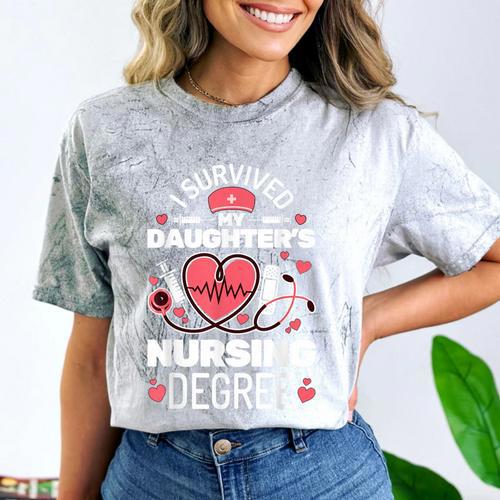 I Survived My Daughter's Nursing Degree School Graduation Comfort Color Blast T-Shirt - Best Gift Smart