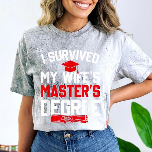 I Survived My Wife's Master's Degree Graduation Comfort Color Blast T-Shirt - Best Gift Smart
