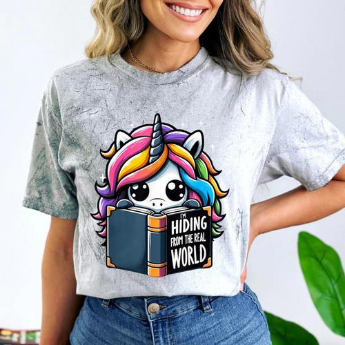 Unicorn Reading Book Reader Introvert Book Lover Humor Comfort Color Blast T-Shirt - Raresse