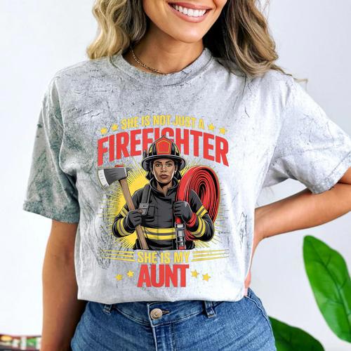 Woman Firefighter Aunt TiTi Auntie Black Graduation Comfort Color Blast T-Shirt - Best Gift Smart