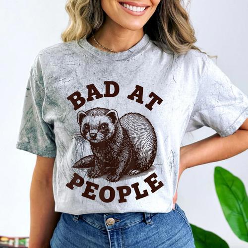 Bad At People Ferret Introvert Saying Slogan Tee Comfort Color Blast T-Shirt - Raresse