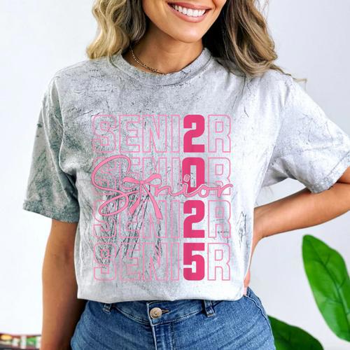 Cute Girls Women Class 2025 Graduation Senior Coquette Bow Comfort Color Blast T-Shirt - Best Gift Smart