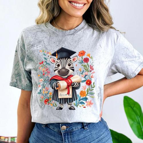 Cute Graduation Zebra Holding Diploma T Shirt Comfort Color Blast T-Shirt - Best Gift Smart