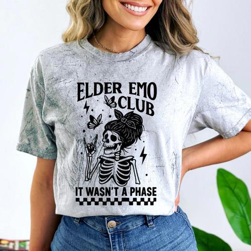 Elder Emo Club Skeleton Nostalgia It Wasn't a Phase Mom Comfort Color Blast T-Shirt - Figerry
