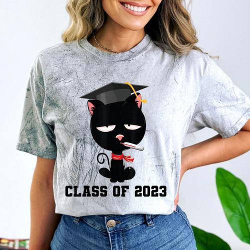 I Graduated Class Of2023 Cat Graduation Comfort Color Blast T-Shirt - Best Gift Smart