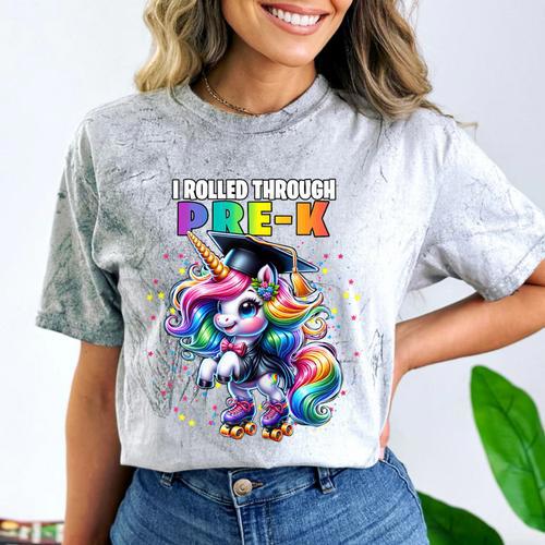 Graduation Pre-K Unicorn Roller Skate Girls Preschool Grad Comfort Color Blast T-Shirt - Best Gift Smart