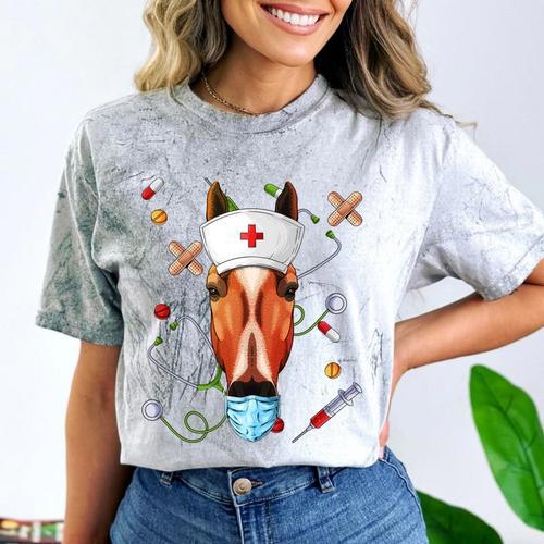 Horse Nurse RN ER Nursing School Graduation Comfort Color Blast T-Shirt - Best Gift Smart