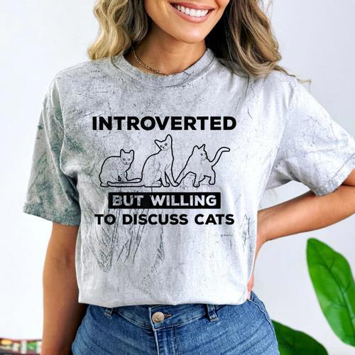 Introverted But Willing To Discuss Cats Introvert Shy Comfort Color Blast T-Shirt - Raresse