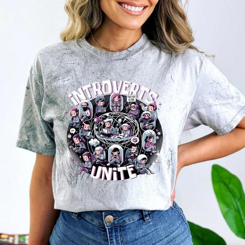 Introverts Unite Quirky Solitude Comfort Color Blast T-Shirt - Raresse