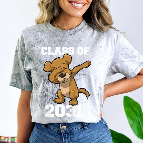 Kids Class Of 2031 Shirt Graduation Dabbing Dog Shirt Comfort Color Blast T-Shirt - Best Gift Smart