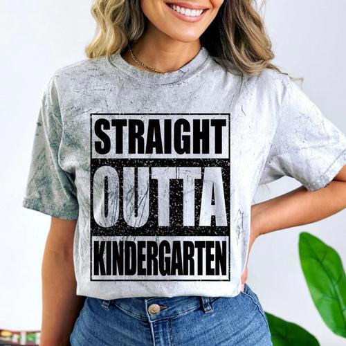 Kids Straight Outta Kindergarten Shirt Boy Girl Graduation Comfort Color Blast T-Shirt - Best Gift Smart