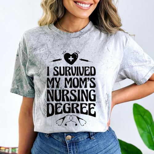 Kids I Survived My Mom's Nursing Degree Nursing School Graduation Comfort Color Blast T-Shirt - Best Gift Smart