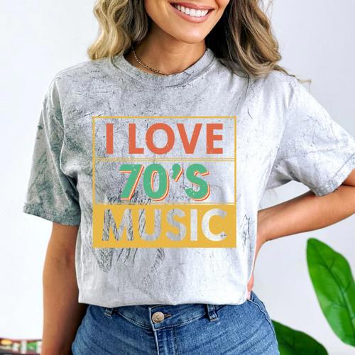I Love 70's Music Retro Style Nostalgia Vibe 1970 70's Party Comfort Color Blast T-Shirt - Figerry