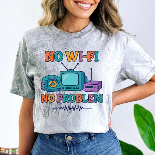 No Wi-Fi No Problem – Retro Dial Up Tech Nostalgia Premium Tri-Blend Comfort Color Blast T-Shirt - Figerry