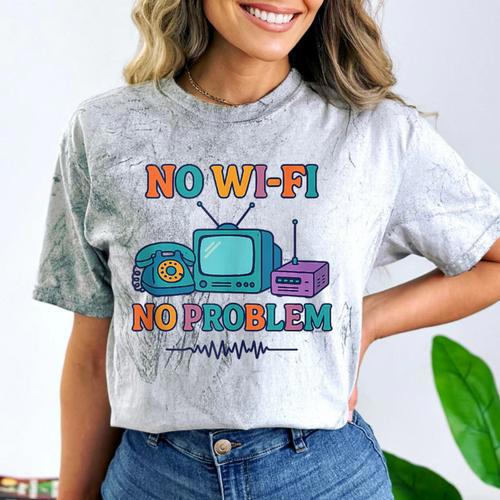 No Wi-Fi No Problem – Retro Dial Up Tech Nostalgia Comfort Color Blast T-Shirt - Figerry