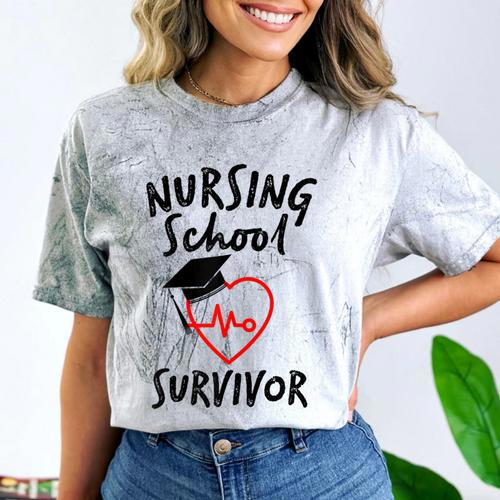 Nursing School Survivor Women Graduation RN Gift Shirt Comfort Color Blast T-Shirt - Best Gift Smart