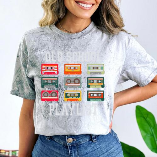 Old School Playlist Nostalgia Vibes Cassette Comfort Color Blast T-Shirt - Figerry