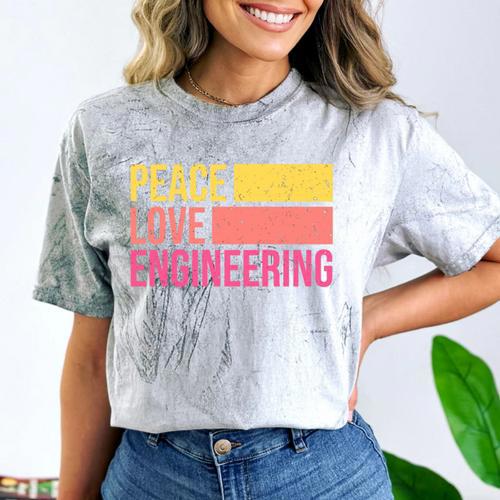 Peace Love Engineering Engineer School Graduation Retro Comfort Color Blast T-Shirt - Best Gift Smart