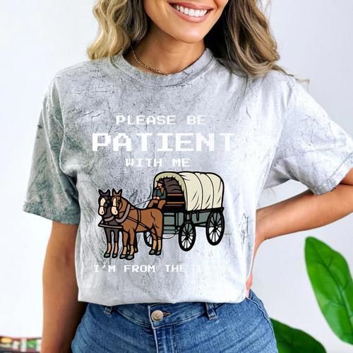 Please Be Patient I'm From The 1900s Amish Wagon & Vintage Premium Comfort Color Blast T-Shirt - Figerry